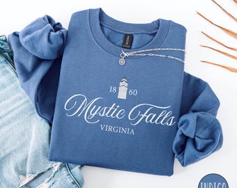 Mystic Falls Sweatshirt, Vampire City Sweatshirt, Vintage Nostalgia Sweatshirt, Fall Crewneck Sweater, Bookish Gift Sweatshirt for Women