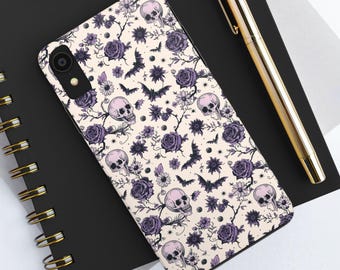 Skeleton Goth Phone Case, Floral Skull iPhone Case, Halloween iPhone 11 12 13 14 15 Case, Spooky Phone Case, Fall Phone Case iPhone Cover