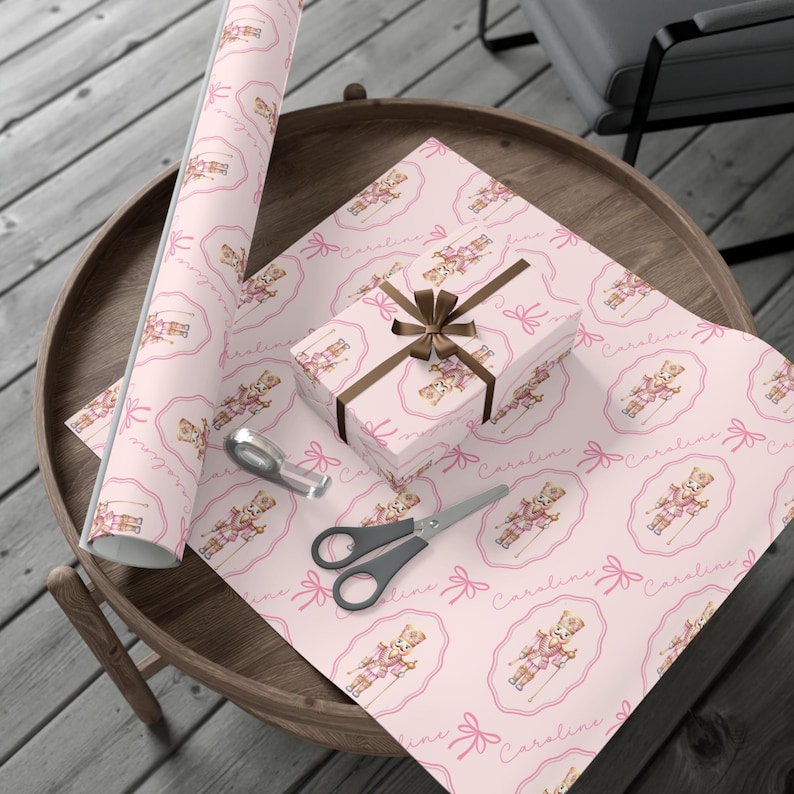 Custom Christmas Nutcracker Gift Wrap, Pink Christmas Custom Wrapping Paper, Coquette Gift Wrap, Cute Wrapping Paper, Christmas Holiday Gift image 3