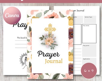 Prayer Journal Interior: 6x9 Canva Template, KDP Ready, Editable