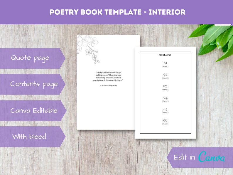 Poetry Book Template Canva Template Etsy Poetry Book Template Canva Template Etsy