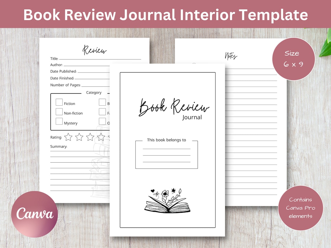 Book Review Interior Template - Canva Template, Amazon KDP, Journal ...