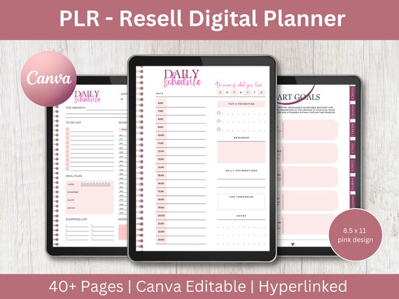 PLR Digital Planner Template: Canva Editable, Hyperlinked (Commercial Use), Resell
