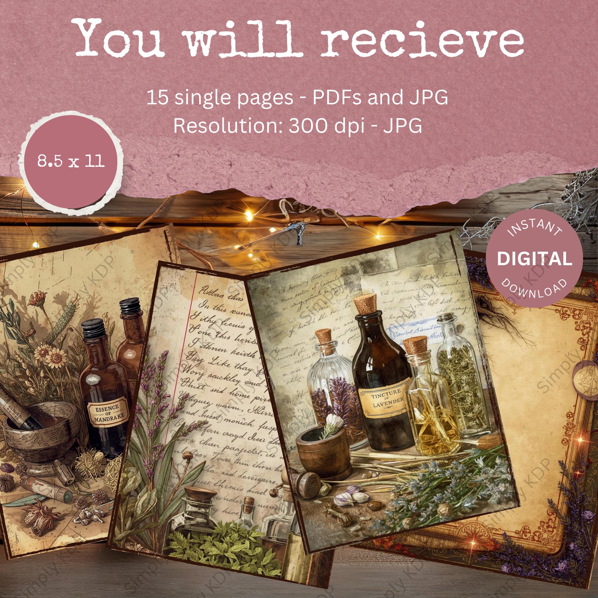Vintage Apothecary Junk Journal Kit – Printable Herbal Journal Pages ...