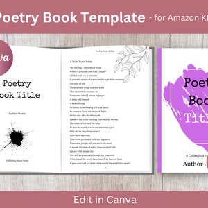 Poesie Buch Vorlage - Canva Template, Journal, Notizbuch, Low Content Buch, Amazon KDP