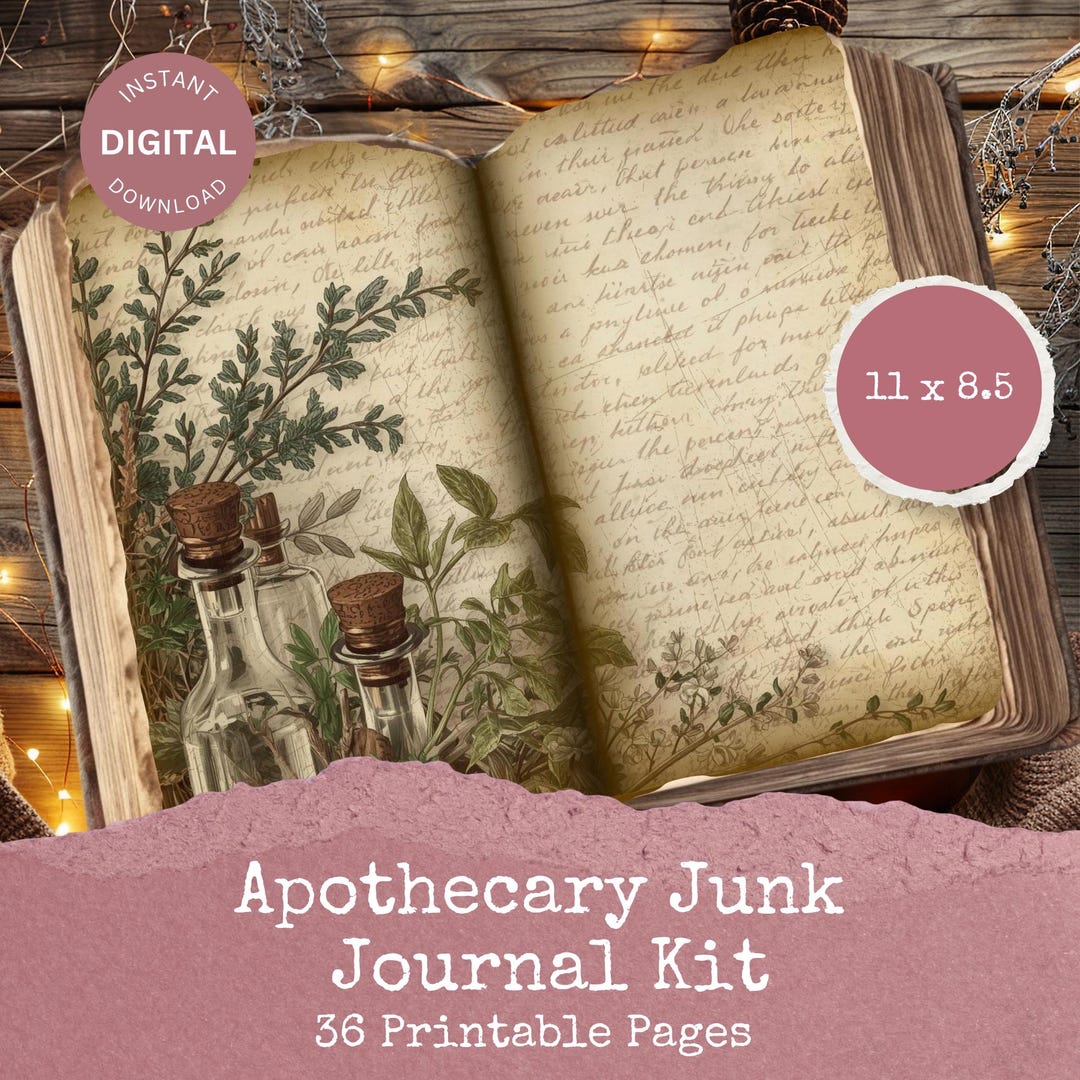 Vintage Apothecary Junk Journal Kit – Printable Herbal Journal Pages ...