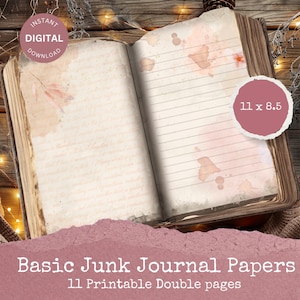 Basic Junk Journals – Handmade Vintage Style Journals, Lined Journal, Minimalist, Simple, Scrapbooking