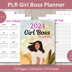 PLR Girl Boss Planner - Resell Rights, Commercial Use, PLR Digital Planner, Done for You, Weekly Planner, Canva Template, PLR Template