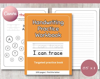 Handwriting Practice Workbook: Self publishing,  Alphabet Tracing, KDP Interior (Canva)