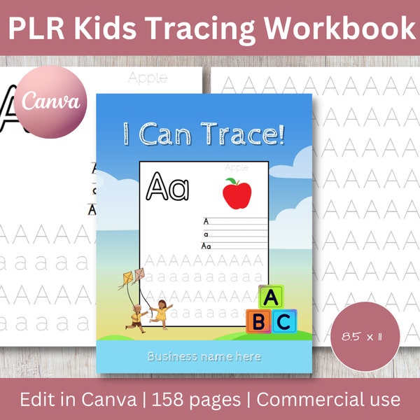 PLR Letter Tracing, Resell Rights, Done for you, PLR printables, preschool, Alphabet tracing, Homeschool, Canva Template