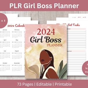 PLR Girl Boss Planner, Resell for Commercial Use, PLR Digital Planner, Done for You Weekly Planner, Canva Template, PLR Template