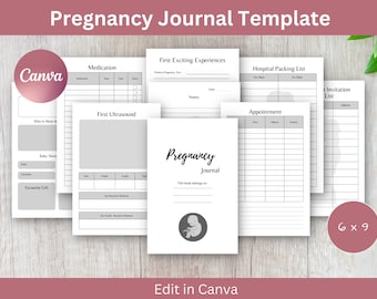 Pregnancy Journal Template - KDP, Self-publishing, Paperback interior, Journal, Notebook, Canva