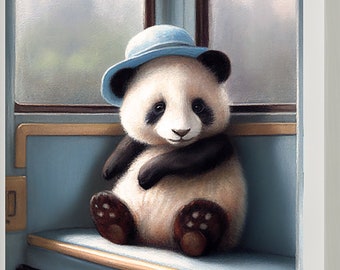 Cute Panda Bear, Pastel, Nursery Printable art