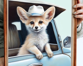 Fennek Fuchs, Pastell, Safari Kinderzimmer Druck