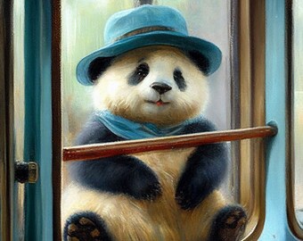 Adorable Panda Bear, Pastel, Nursery Printable art