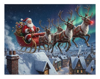 Holiday Jigsaw Puzzles - Santa Sleigh and Reindeer | Christmas Scene
