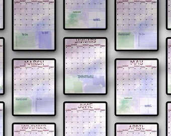 Digital Monthly Planner - Planner Ideal for Students and Pupils - Goodnotes Annual Planner - Pastel