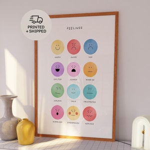 Niedliches Gefühls-Diagramm-Plakat, bunte Gefühls-Wandkunst, pädagogisch wertvoller Regenbogen-Druck, Spaß-Dekor für Kinder, Achtsamkeits-Aktivitäts-Diagramm für Kinder