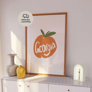 Arte de melocotón de Georgia, impresión de Atlanta, arte de melocotón, Georgia en mi mente, arte sureño, decoración del hogar de Georgia, arte de pared de Atlanta, arte de pared de Georgia, arte del sur