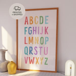 Alphabet, Lernposter-Set, Montessori-Klassenzimmerdekor, Regenbogen-Kinderdekor, Spielzimmerdekor, Lernkunst, Kinderdekor