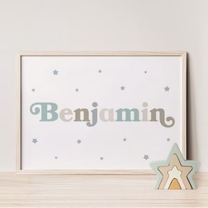Custom Boy Name Print, Custom Nursery Art, Nursery Art Print, Nursery Printable, Baby Wall Art, Baby Name Printable, Instant Printable