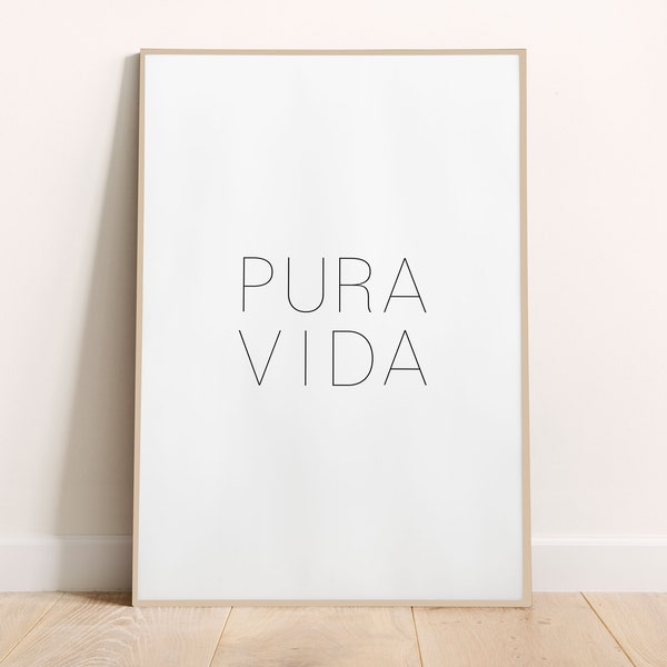 Pura Vida, Costa Rica, Beach, Pure Life, Art Print, Printable, Wall Art, Home Print, Typography, Living Room, Bedroom, Kitchen, Entryway