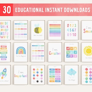 30 carteles educativos para la educación en casa, imprimibles educativos, carteles para el aula, carteles para niños, imprimibles para la educación en casa, imprimibles para la sala de juegos