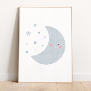 Moon, Pastel Moon, Nursery Art Print, Nursery Printable, Baby Wall Art, Instant Download, Printable, Baby Shower Gift, Kids Boho Decor