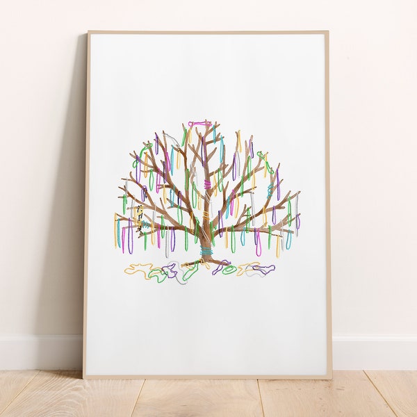 Mardi Gras Bead Tree Art Piece 8x10