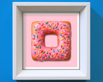 Pink Sprinkle Donut Print: Quirky Kitchen Food Art