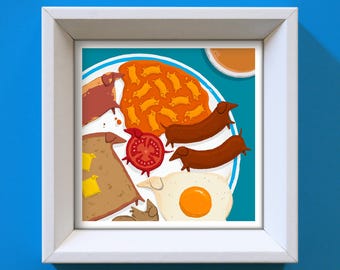 Breakfast Dachshunds Art Print: Funny Sausage Dog Kitchen Decor