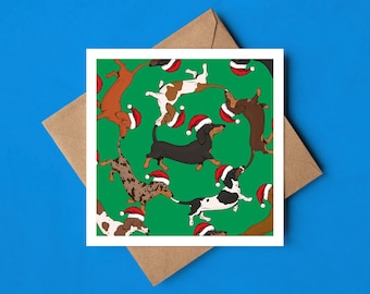 Christmas Dachshund Greetings Card: Funny Sausage Dog Xmas Card