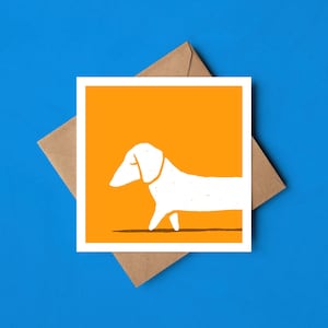 Dachshund greeting card, christmas card, sausage dog cards, birthday dachshund card, square card, illustrated greetings card, 14.8x14.8cm