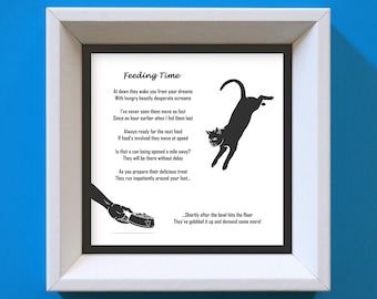 Funny Cat Poem Art Print: Humorous Black and White Wall Decor