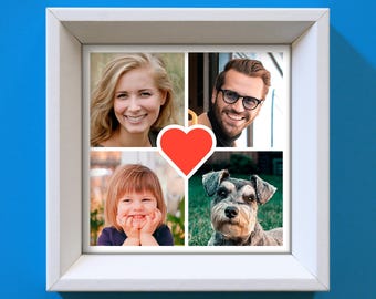 Custom Four Photo Collage Print: Personalised Heart Art