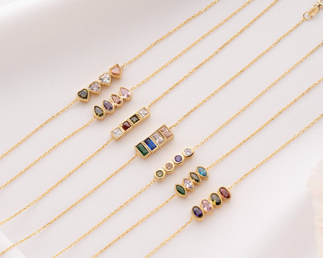 multiple birthstone necklace