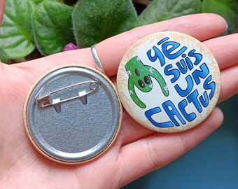 Round Brooch Pins Badge - Desert Cactus