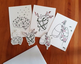 A6 card pocket and sticker - Floral Anatomy