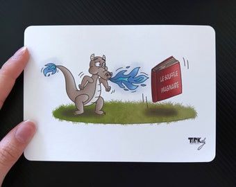 A6 Postcard - Fantasy Dragon Blowing