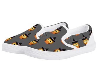 Kid's Slip On Shoes for Halloween Sneakers for Costume Owl Slip On Shoes for Halloween Parties and Trick or Treating Owls