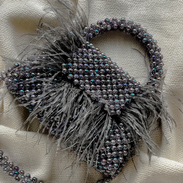 Pearl Fringe Feather Handbag