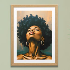 Fashionable Black Woman Art, African Woman Wall Art Printable, Elegant Black Art Printable, Afrocentric Arts