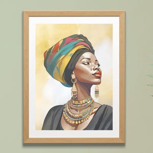 Fashionable Black Woman Art, African Woman Wall Art Printable, Elegant Black Art Printable, Afrocentric Arts