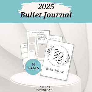 Premade Bullet Journal Bundle | BUJO Printables Kit | Printable Journal Pages | Aesthetic Bullet Journal PDF | 2025 Planner & Journal Set