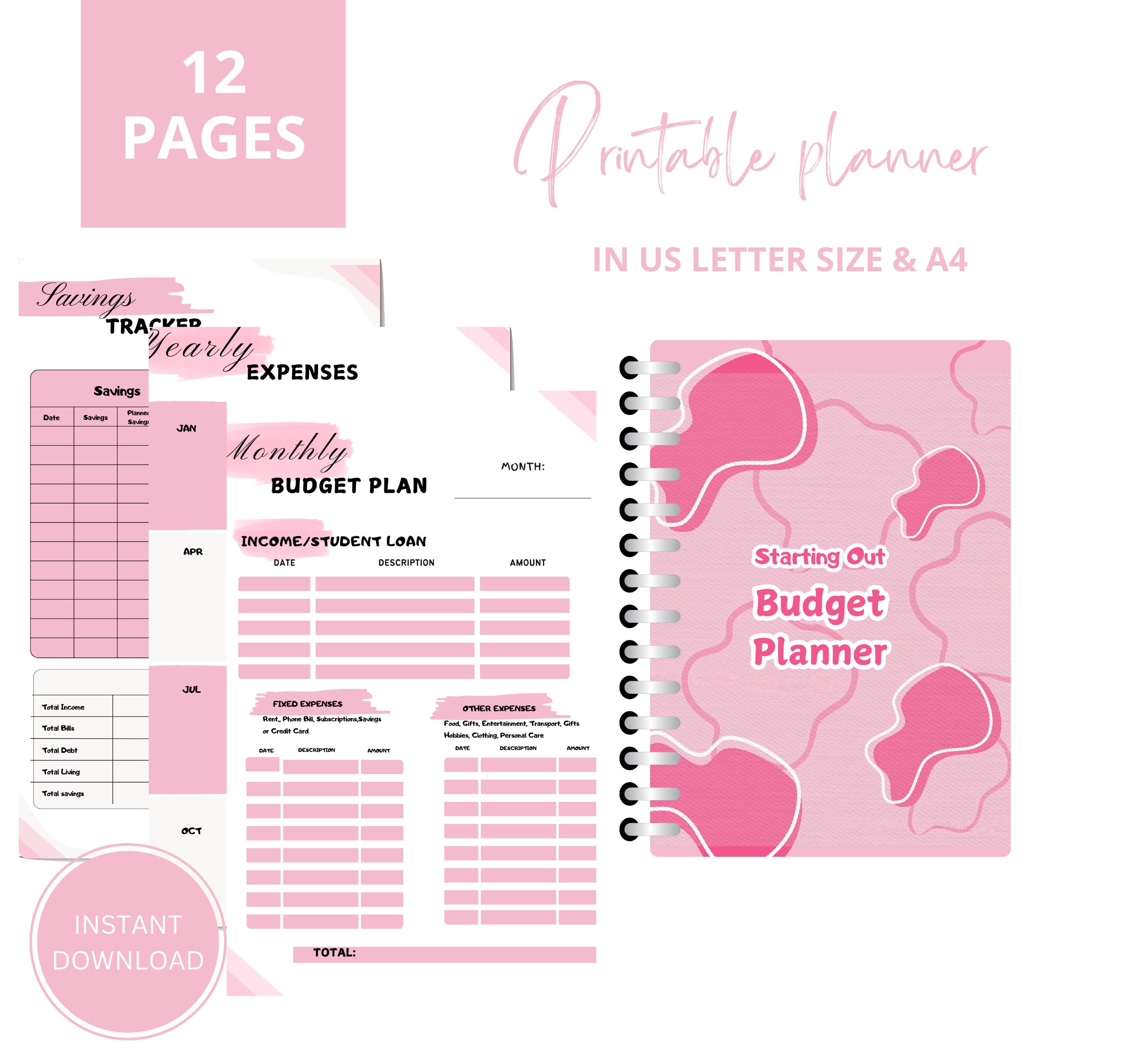 Budget Planner PDF | Printable Budgeting Guide | Planner for Young ...