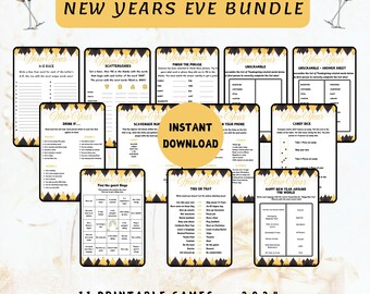 New Years Eve Games Bundle,  New Year's Party Games, New Year's Eve Games for Adults/Teens, New Year Games, Printable Party Games