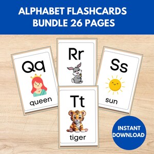 Alphabet Flashcards, Printable A-Z Letter Cards, Preschool Learning ...