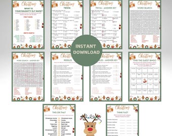 Christmas Games Bundle, Christmas Party Games, Christmas Games for Adults/Teens, Christmas Activities, Games for Christmas, Printable