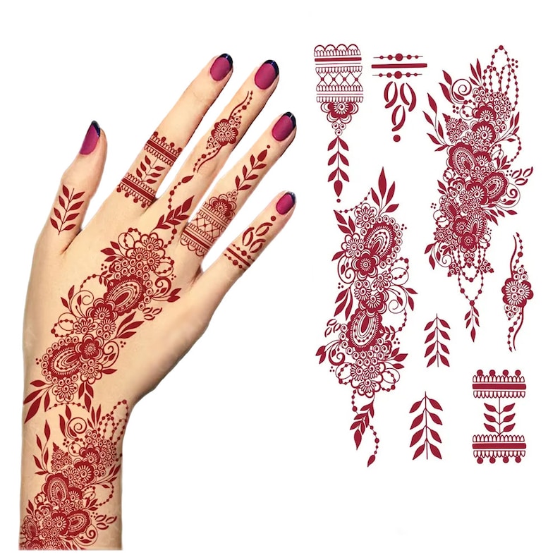 Coolio-se Henna Tattoo Unique Mehndi Design India Maroon for Finger and ...