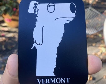 Vermont. Flexible Fridge Magnet 2.55"x3.4" Funny Map of Vermont (Dog)